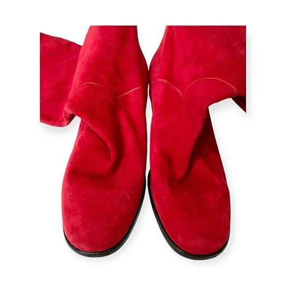 Vintage Yves Saint Laurent red suede long boots, Size 7 - Picture 7 of 15